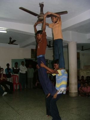 Udayan boys performing gymnastics